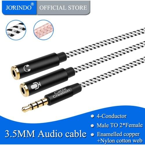 JORINDO 3.5mm Male to Dual 3.5mm Female Headphone Microphone Stereo Audio Y Splitter Cable 3.5mm Jack CTIA to OMTP Adapter,0.2 M