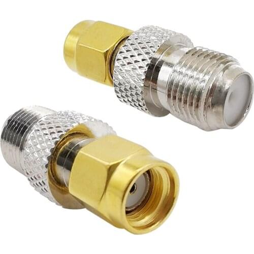 2Pcs RF Coaxial RP SMA to F Adapter RP SMA Male Plug to F Female Jack Straight RF Coaxial Coax Cable RF Connector