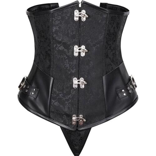 12 Steel Boned Underbust Corset Bustier Plus Size Sexy Womens Underwear Waist Slimming Body Shaper Steampunk Lace-Up Corsets