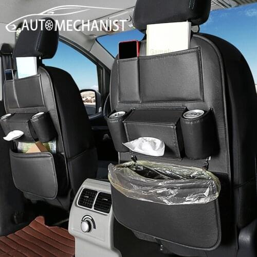 Car Seat Back Organizer Pu Leather Seat Back Bag For Car Storage Pockets Anti Kick Mats Multi-Pocket Auto Stowing Tidying