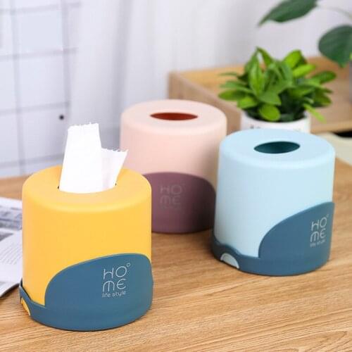 Round Tissue Box Thick Mixed Color Roll Paper Tube Creative Household Round Tissue Canister
