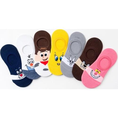 Summer Cotton Cartoon Animals Women Boat Socks Disney Stitch Mickey Buzz Lightyear Cute Kawaii Girl Socks for Female Funny Socks