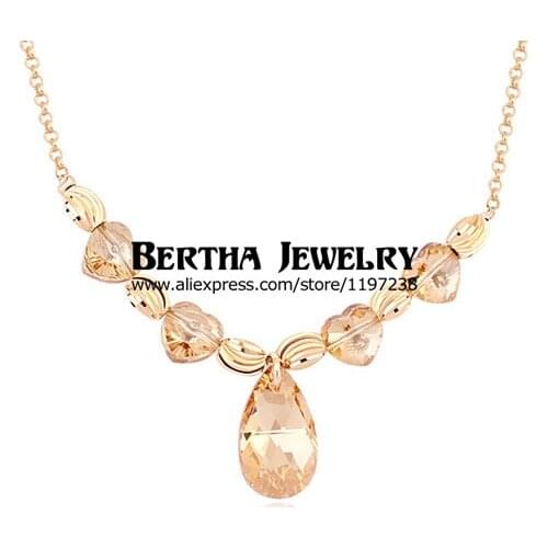 Fashion Luxury Lady Jewelry Elegant Necklaces Pendants Crystals from Swarovski Gold Color Collier Party Wedding