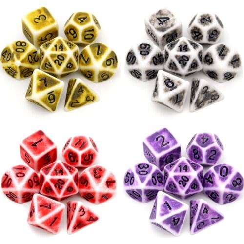 Haxtec Ancient Dice Set 7PCS Polyhedral Dragon Dice for Dungeons Pathfinder RPG