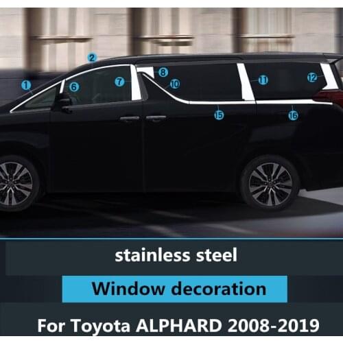 Window trim strip For Toyota ALPHARD 2008-2019 modified body strip door edge Chromium Styling stainless steel