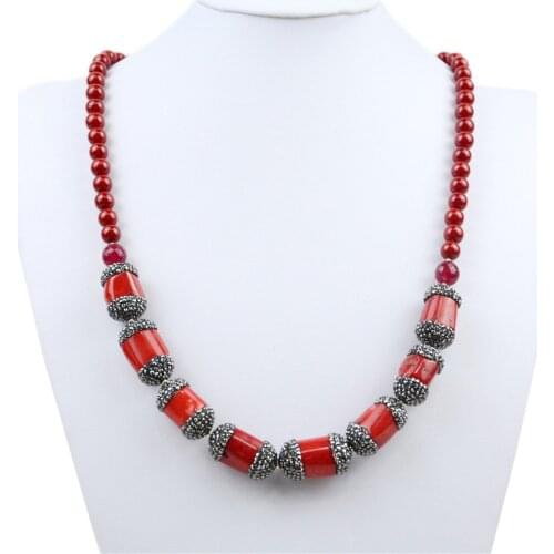 Red Coral Necklace Crystal Beads Choker Statement Bib Vintage Women Jewelry Dubai African Moroccan Necklaces Party Wedding Gifts