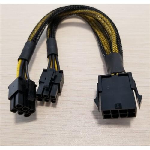 PC CPU 8pin to Dual PCI-E PCIe 6pin Power Splitter Cable Lead Sleeved Cord 18AWG