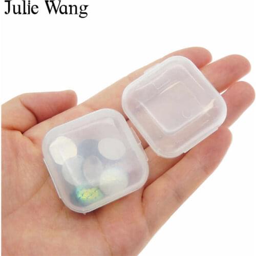Julie Wang 10PCS Plastic Slime Storage Box Round Square Jewelry Containers Beads Cabochon Pills Makeup Foam Ball Storage Box