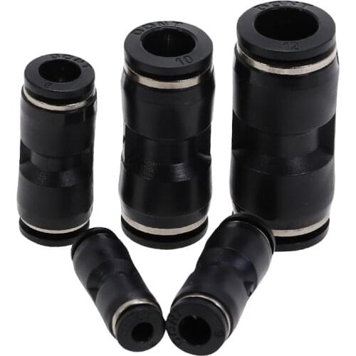 Pneumatic Fittings PU 4mm 6mm 8mm 10mm 12mm Air Water Hose Tube One Touch Straight Push-in Fittings Quick Connector Tube Black