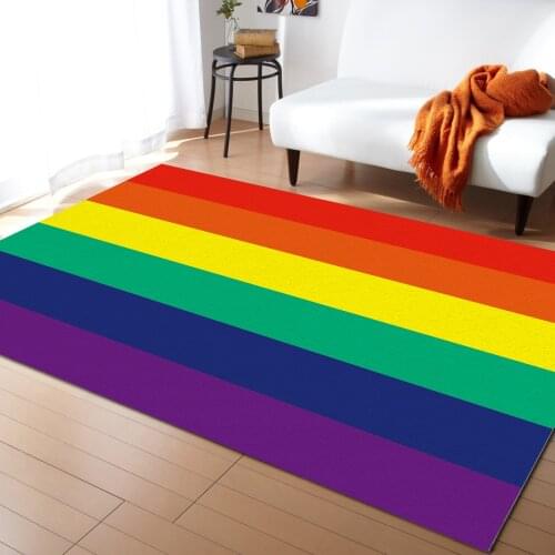 Stripes Colorful Rainbow Flag Lgbt Carpets for Living Room Bedroom Area Rug Kids Room Play Mat 3D Printed Home Large Carpet
