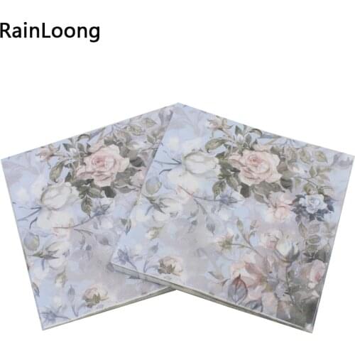 [RainLoong] Printed Feature Rose Paper Napkins For Event & Party Decoration Tissue Decoupage 33cm*33cm 1 pack (20pcs/pack)