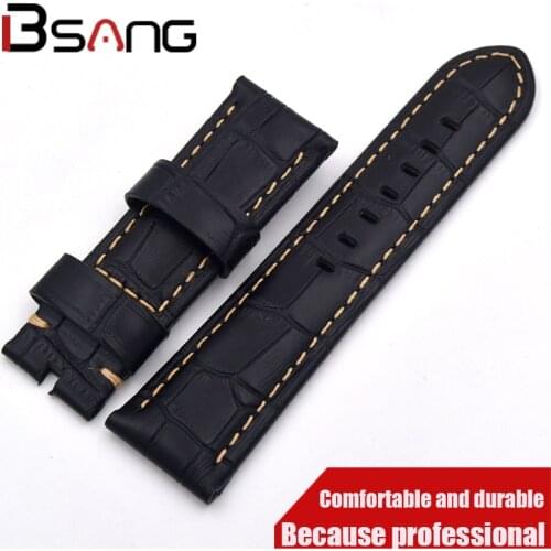 2020 New Special Handmade crocodile Leather Strap 22mm 24mm Fashion Black Leather strap For panerai Watch Watches Accessories