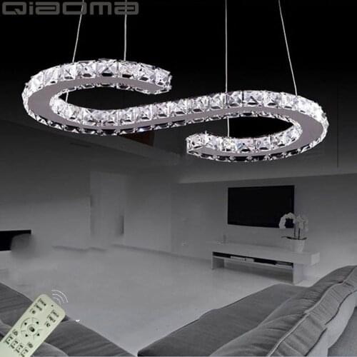 Dimmable Crystal S Design LED Pendant Lights Stainless Steel Pendant Lamp L60cm Dia30cm Modern LED Luxury Living Room Lamp