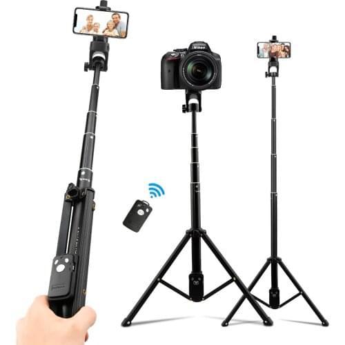 YUNTENG Selfie Stick Tripod 54 Inch Aluminum Alloy Extendable Wireless Folding Monopod Bluetooth Remote Control for Phone Camera