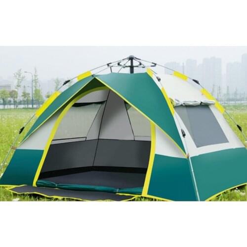 Camping Outdoor Automatic Quick Open 190T Silver Coated Cloth Double 3-4 People Beach Folding Tent One Door And Three Windows