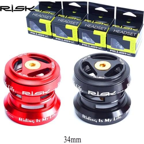 34mm Bike Headset Aluminum Bicycle External Headset for Mountain Road Bike (28.6mm) Straight Steerer Fork Bearings Headset