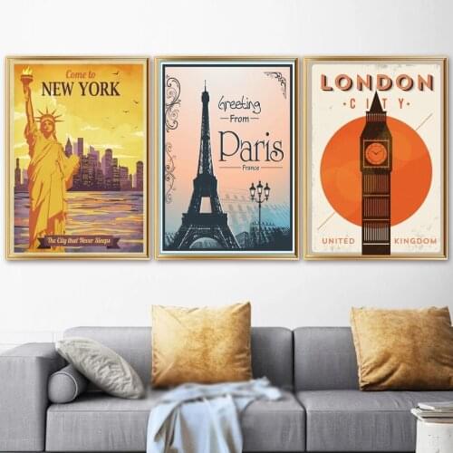 Vintage Paris, New York, London Wall Poster, Canvas Art, Painting, Nordic Posters And Prints, Wall Pictures For Living Room Deco