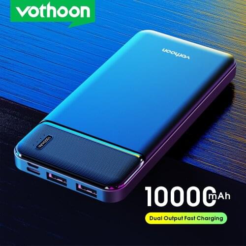 VOTHOON Power Bank 10000mAh 2 USB Portable Charging PowerBank External Battery Portable Powerbank For iPhone 12 Samsung Xiaomi