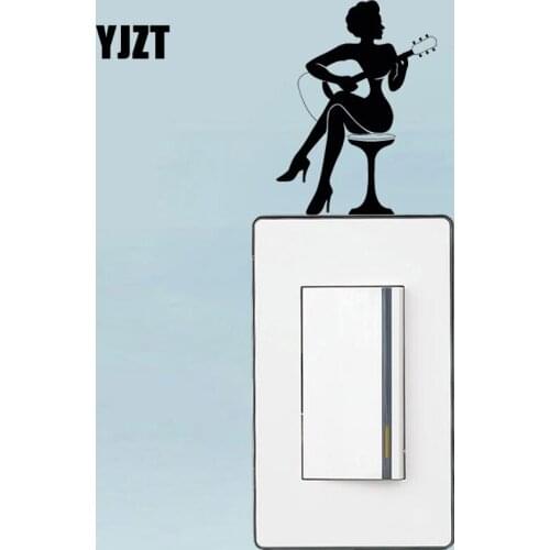 YJZT Woman Silhouette Guitar Music Home Decor Wall Decal Accessories Vinyl Switch Sticker S18-0105