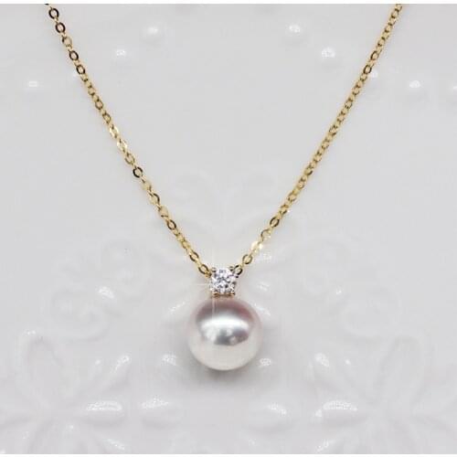 NYMPH Real 18k Gold Necklace Pendant Fine Jewelry Natural AKOYA Seawater Pearl For Women Luxury Wedding Gift S925 Silver Chain