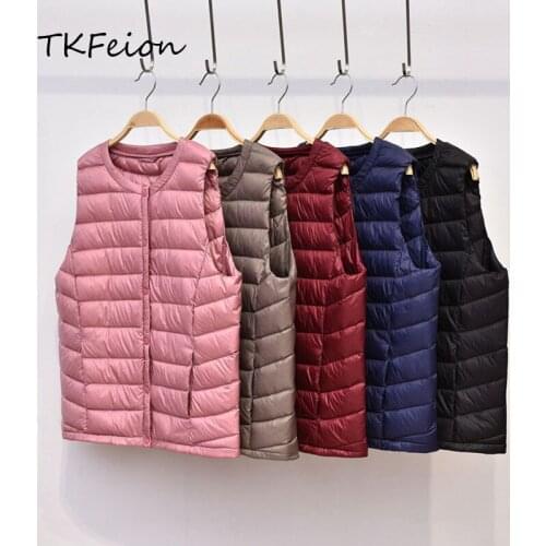 Womens Autumn Winter Warm Vest Fashion Button O-neck Ladies Casual Slim Jackets Light Thin Style Female Sleeveless Coats 3XL 4XL