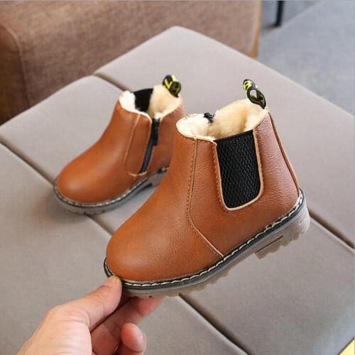 Winter Kids Boots Girls Boys Infant Toddler Plush Boots Martin Boots Soft bottom Non-slip Children Outdoor Cotton shoes