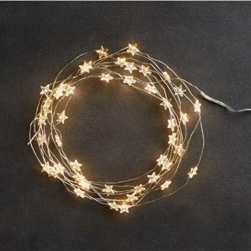 Star String LED Decoration Lights AA Battery Operated 4M Copper Light String Decorative Xmas Snowflake Garland for Bedroom Party