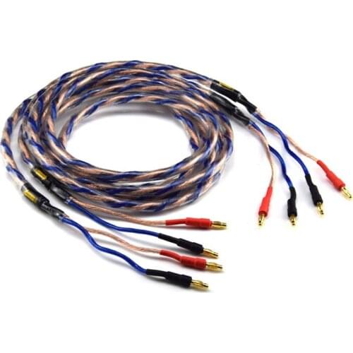 1 Pair Hifi Speaker Cable High Quality 6N OFC Speaker Wire Amplifier Power Supply Audio Line Dual Jack Male to Male
