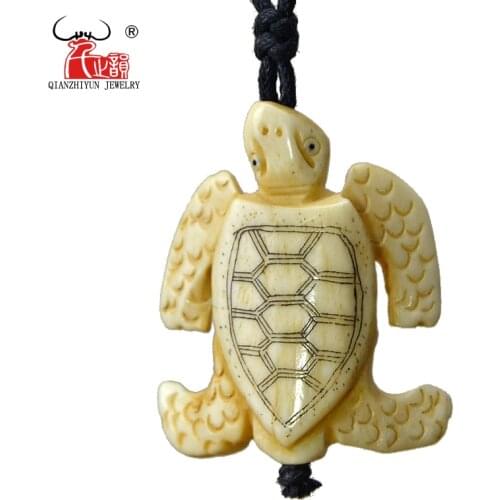 GX104 Hot Sale Yak bone hand-carved Sea Turtles pendant men necklace Primitive tribes Jewelry necklace for gift