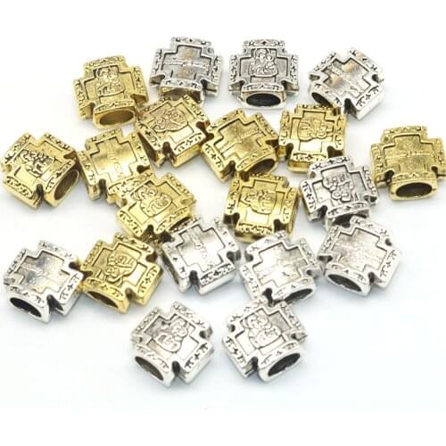 10pcs Cross Spacer Beads Silver plated material Beads Virgin Mary European Cross Beads big hole Fit For charm Jewelry Making