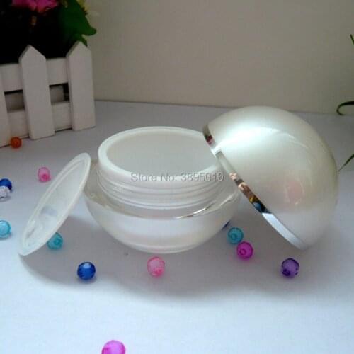 15g 30g 50g Spherical Acrylic Cream Bottle Ball Type Cream Jar Pearl white Color Cosmetic Jar Pot F792