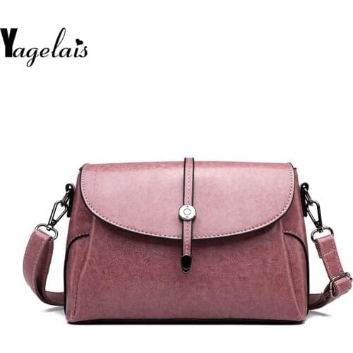2019 new fashion vintage flap casual women PU leather female handbag simple handbags ladies shoulder messenger crossbody bag