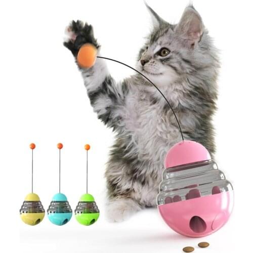 3 In 1 Interactive Cat Toys Smart Pet Toys Food Dispenser Cat Slow Feeder Leaking Food Ball Automatic Spinning Pet Tumbler Toy