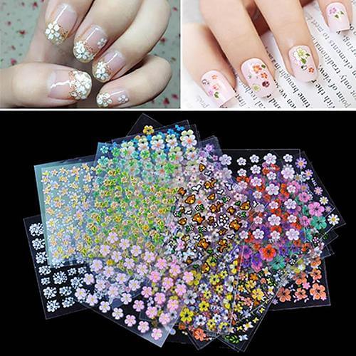 30 Sheets 3D Mixed Floral Bow Heart Design Nail Art Stickers Decals Manicure Floral design, beautiful and fashionable Floral des