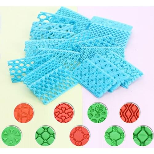 4 Pieces/set Pottery Embossing Mold Polymer Clay Stamp Flower Diamond Printing Mold DIY Pottery Texture Sculpture Modeling Tool