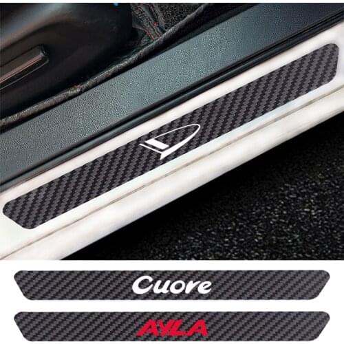 4PCS Car Door Sill Anti kick Stickers Carbon Fiber Auto Door Sticker For Daihatsu D-Base D-R Pico Copen Sirion Mira Materia