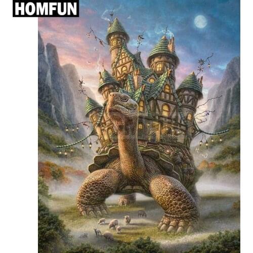 HOMFUN Full Square/Round Drill 5D DIY Diamond Painting "Turtle house" 3D Embroidery Cross Stitch 5D Decor Gift A00323