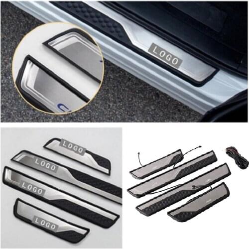 Car Accessories External Door Sill Protector LED Welcome Pedals Scuff Plate Guards Covers Trim 4Pcs For Honda CRV CR-V 2017-2020