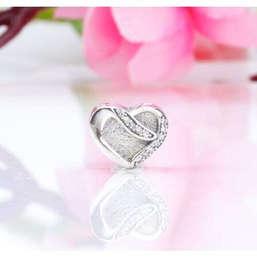 Bewill S925 sterling silver heart-shaped beads Fit Original Bracelet Necklace DIY Jewelry