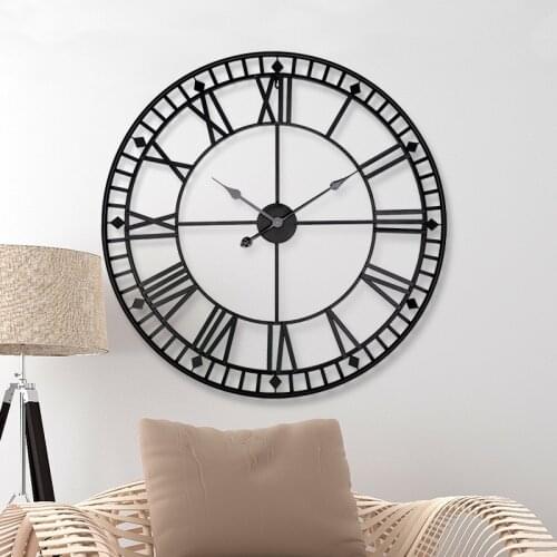 European Vintage Large Wall Clock Roman Numeral Big Nordic Home Clock for Living Room Study Office Home Decoration reloj pared