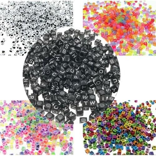 500pcs/lot 6mm Cube Mixed Letter Beads Alphabet Acrylic Beads DIY Jewelry Making For women Bracelet Necklace Accessories