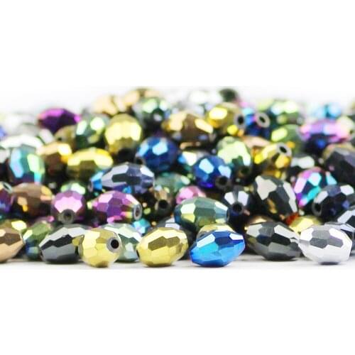 HGKLBB 100pcs Gold Rice grains Austrian crystal beads 4*6mm oval shape plated color Loose beads for Jewelry making bracelet Diy