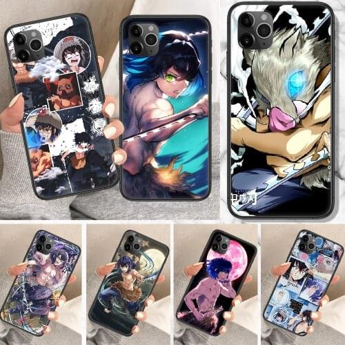 Demon Slayer Hashibira Inosuke Phone Case For iphone 5 5S SE 2 6 6S 7 8 11 12 Mini Plus X XS XR Pro Max black pretty back soft