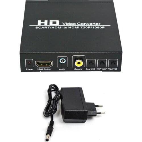 UC18 Full HD 1080P Digital SCART HDMI to HDMI Converter High Definition Video Converter US/EU Power Plug Adapter For HDTV HD