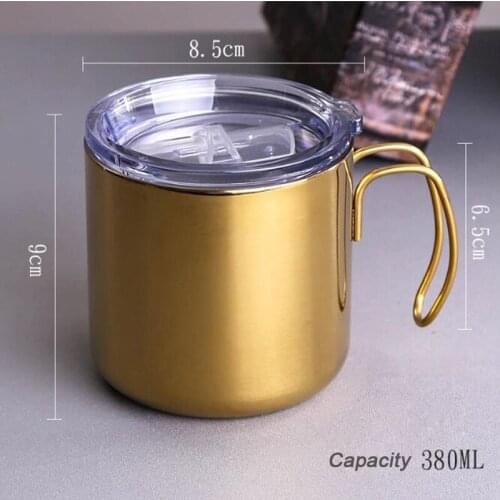380ml Travel Coffee Mug with Handgrip High quality Stainless Steel Portable Cups and Mugs Double Wall Tea Milk Drinkware