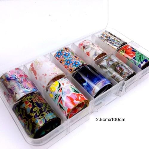 Holographic Nail Foil Set Metal Color Nail Art Transfer Sticker For Nail Art Decoration Tips Manicure Tools