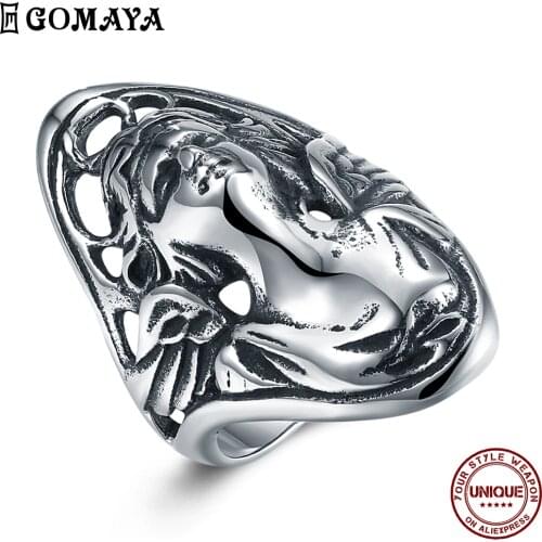 GOMAYA Stainless Steel Ring For Men Titanium Creative Cool Unique Design Retro Ring Fashion Personality Jewelry Best Selling
