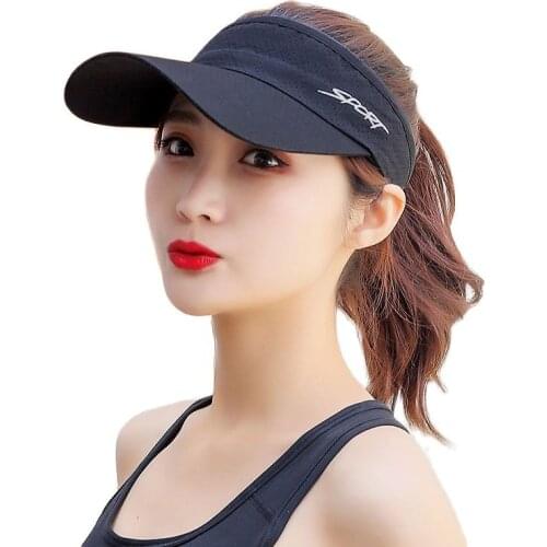 2021 Spring Summer Sports Sun Cap Male Female Adjustable Cotton Visor UV Protection Empty Top Tennis Golf Running Sunscreen Hat