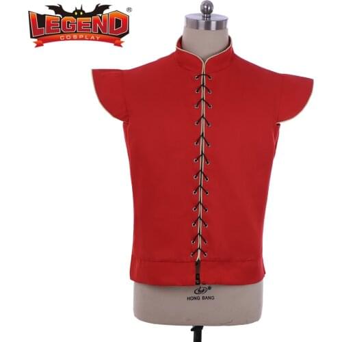 Cosplay legend Medieval Mens Red Vest Renaissance Gothic Top Doublet Costume Custom Made H001