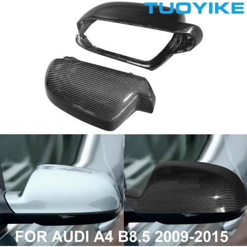 LHD RHD Car Real Dry Carbon Fiber Rearview Mirror Cover Cap Shell Sticker Trim For Audi A4 B8.5 2009-2015 Exterior Moulding Part